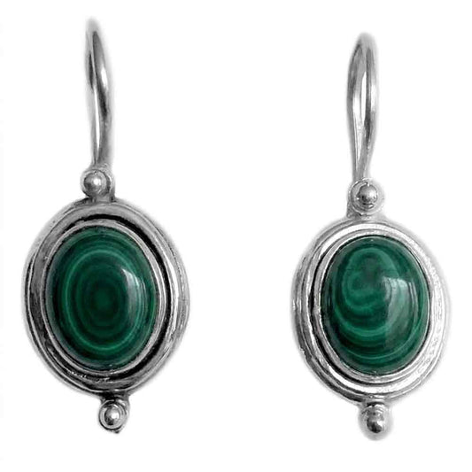 Boucles d’oreilles malachite en argent massif 925