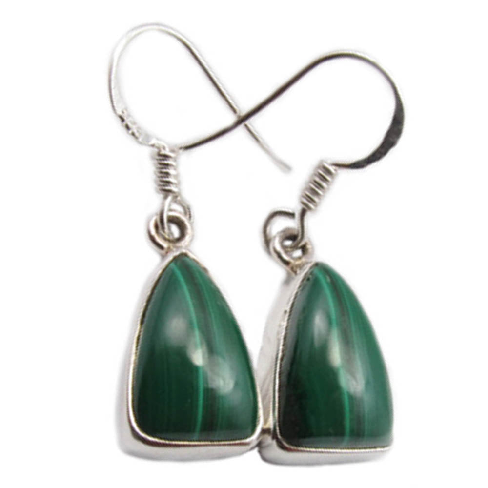 Boucles d’oreilles malachite en argent massif 925