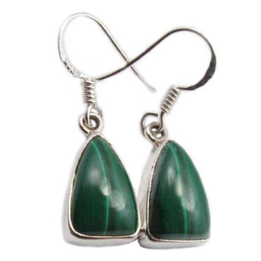 Malachite sterling silver drop earrings