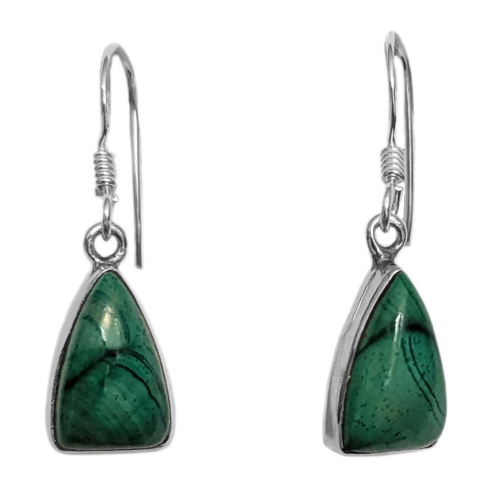 Boucles d’oreilles malachite en argent massif 925