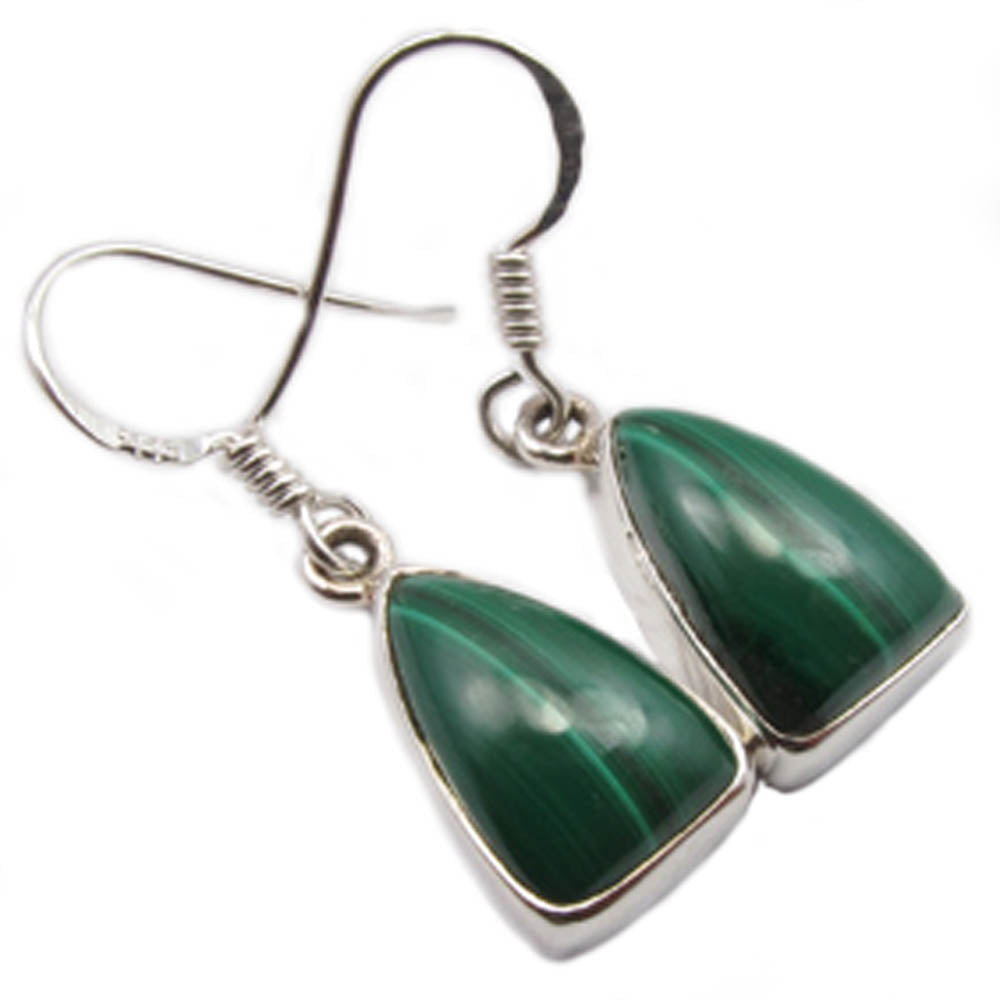 Boucles d’oreilles malachite en argent massif 925