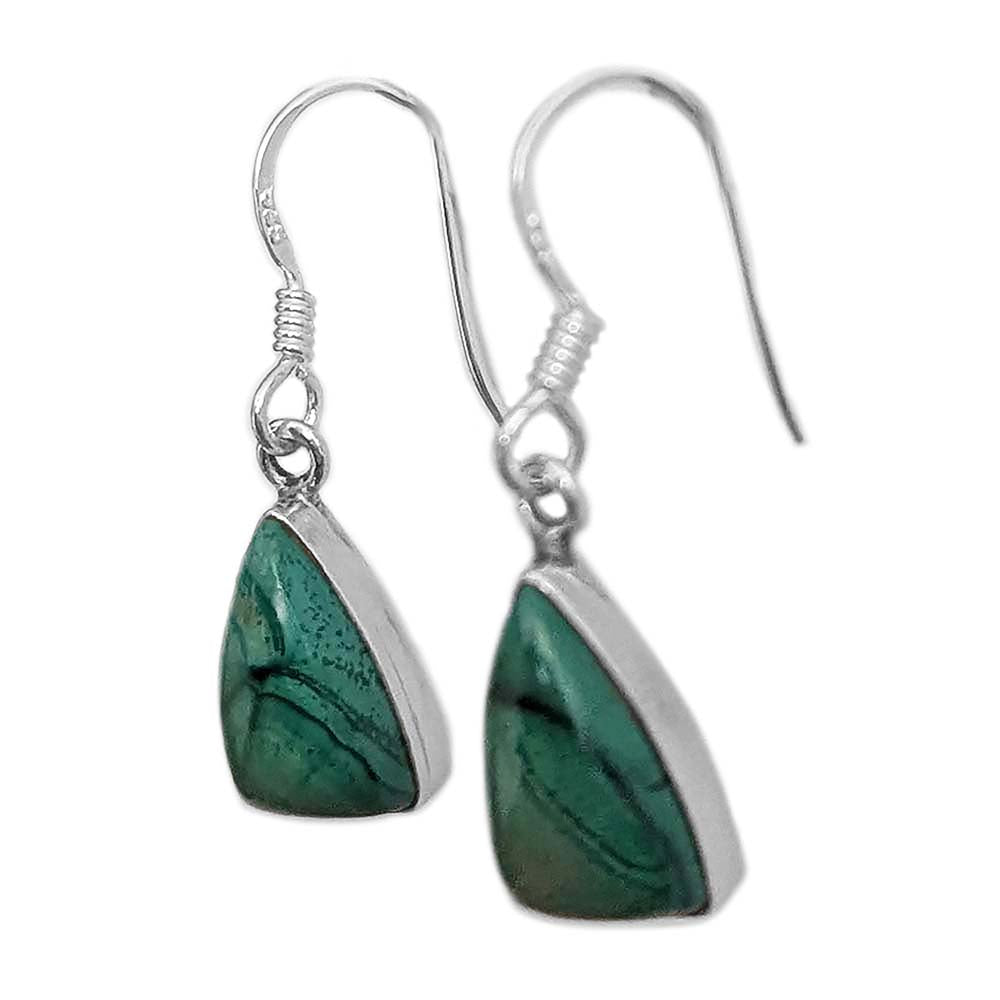 Boucles d’oreilles malachite en argent massif 925