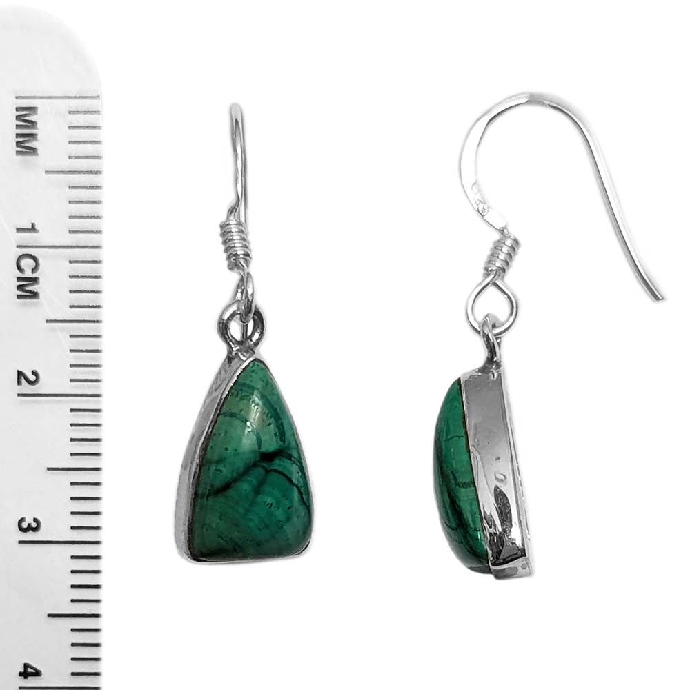 Boucles d’oreilles malachite en argent massif 925