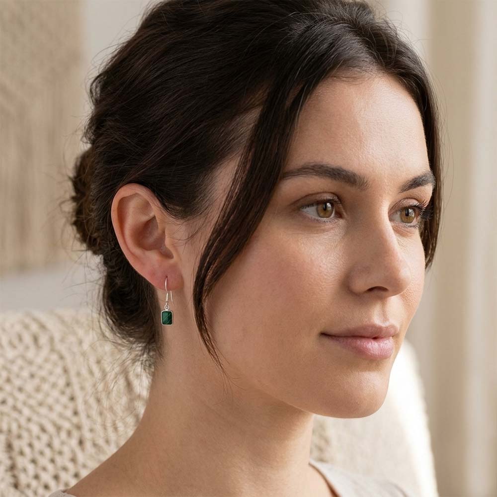 Malachite sterling silver earrings