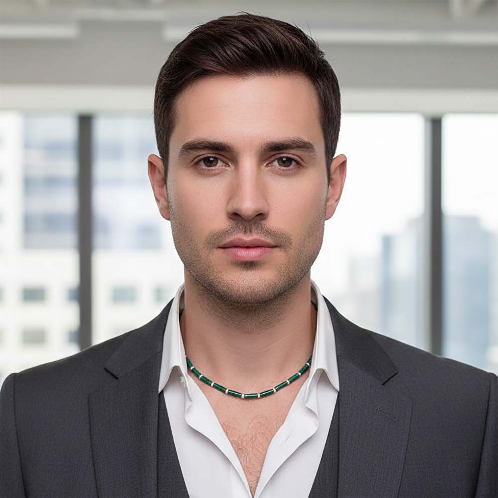 Collier malachite en argent massif 925