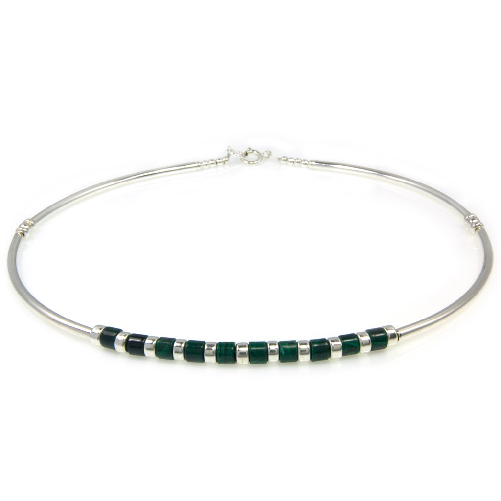 Malachite sterling silver necklace