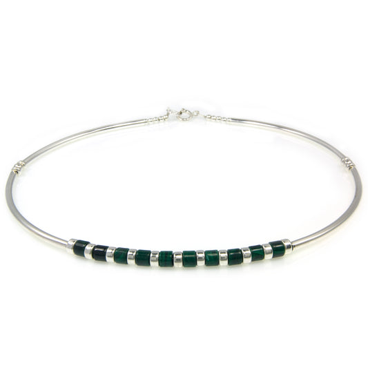 Collier malachite en argent massif 925