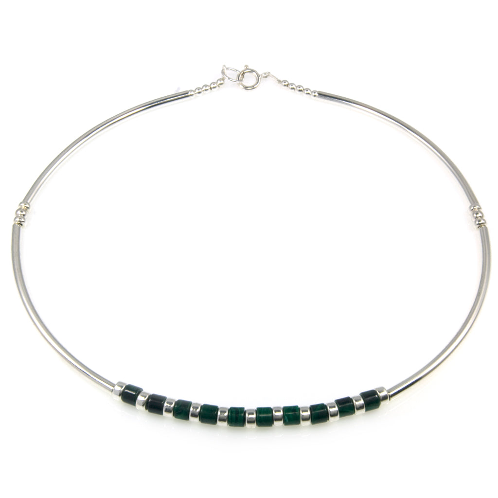 Malachite sterling silver necklace