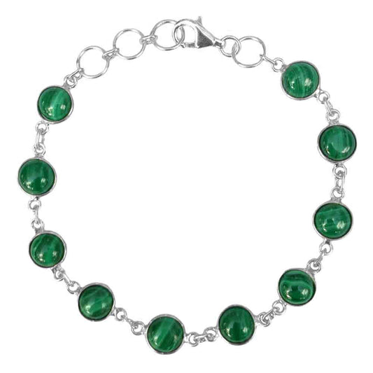 Bracelet malachite en argent massif 925