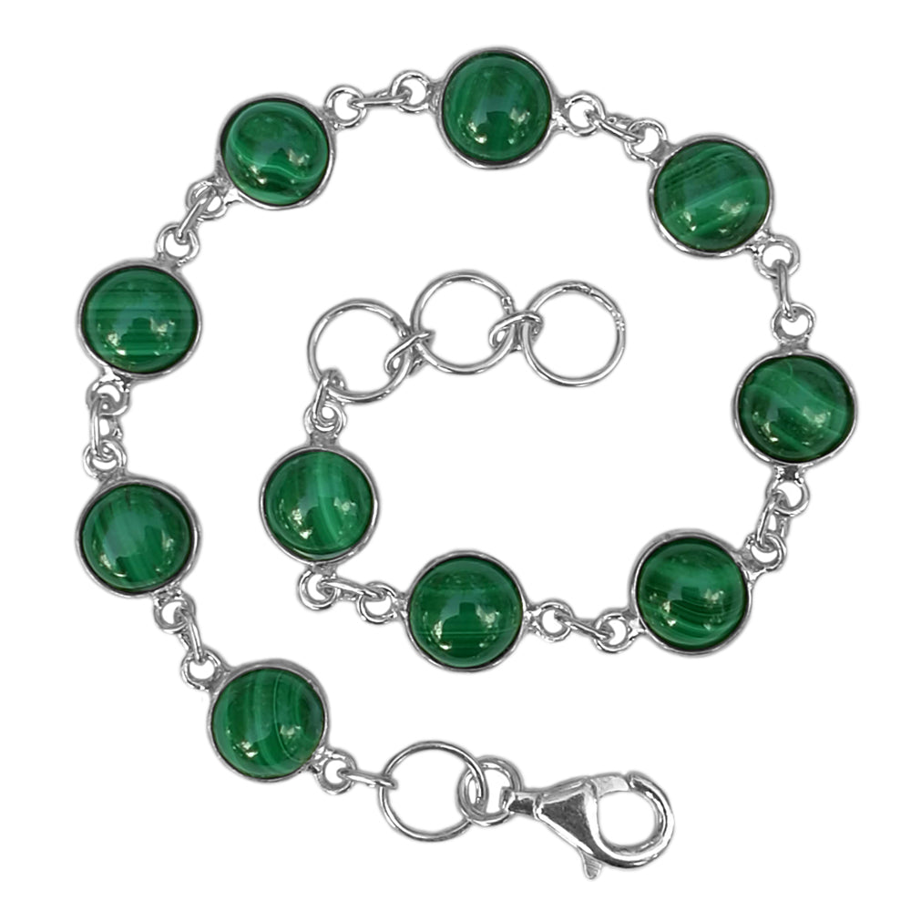 Bracelet malachite en argent massif 925