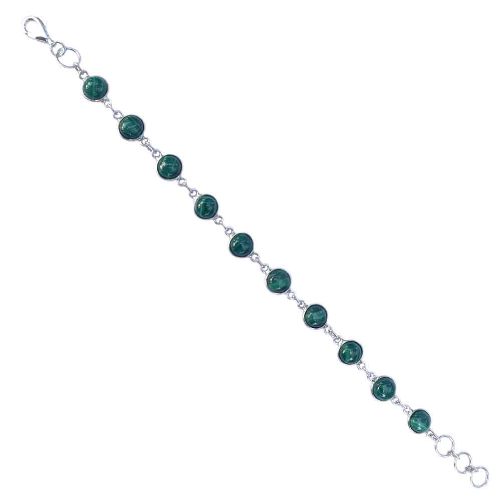 Bracelet malachite en argent massif 925