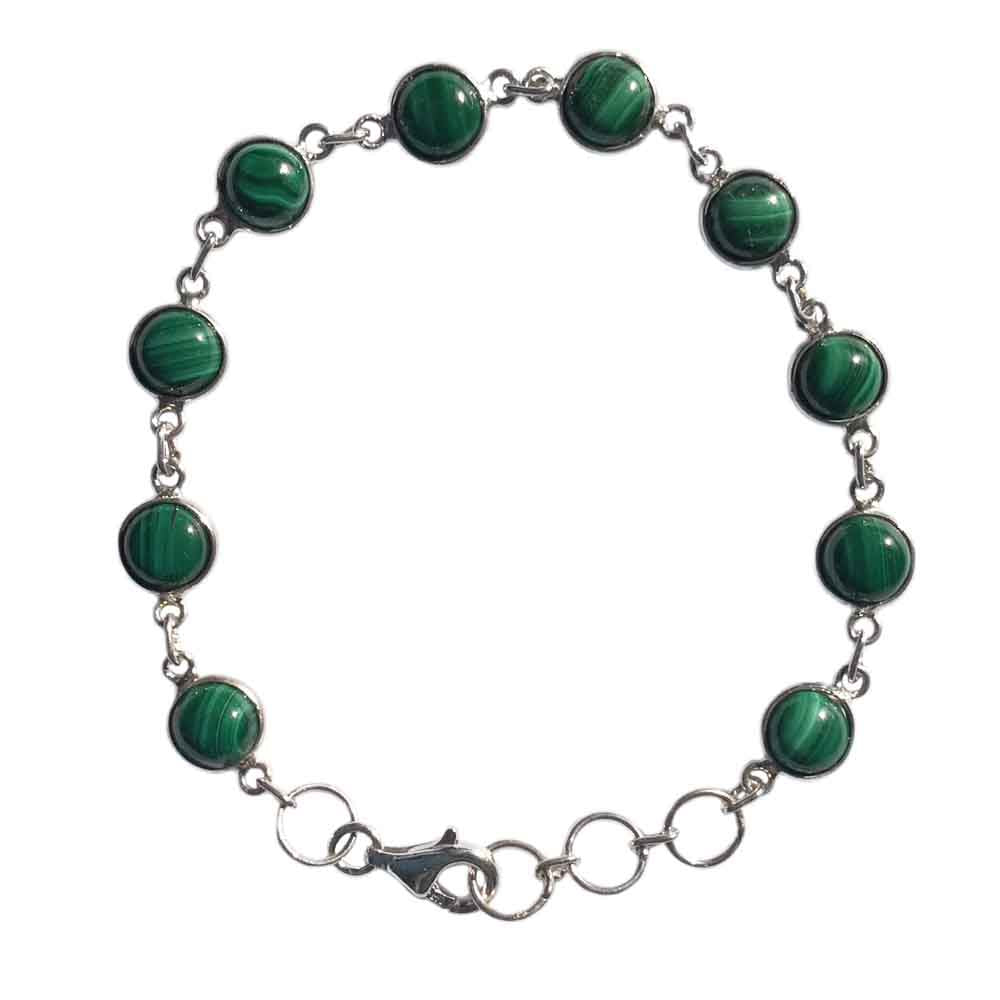 Bracelet malachite en argent massif 925