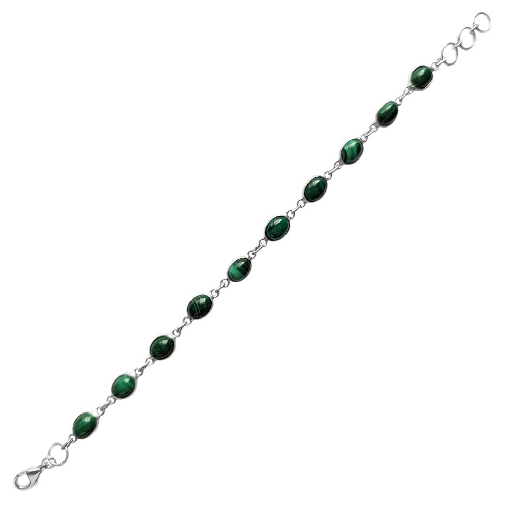 Bracelet malachite en argent massif 925