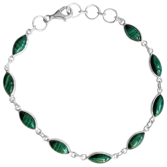 Bracelet malachite en argent massif 925