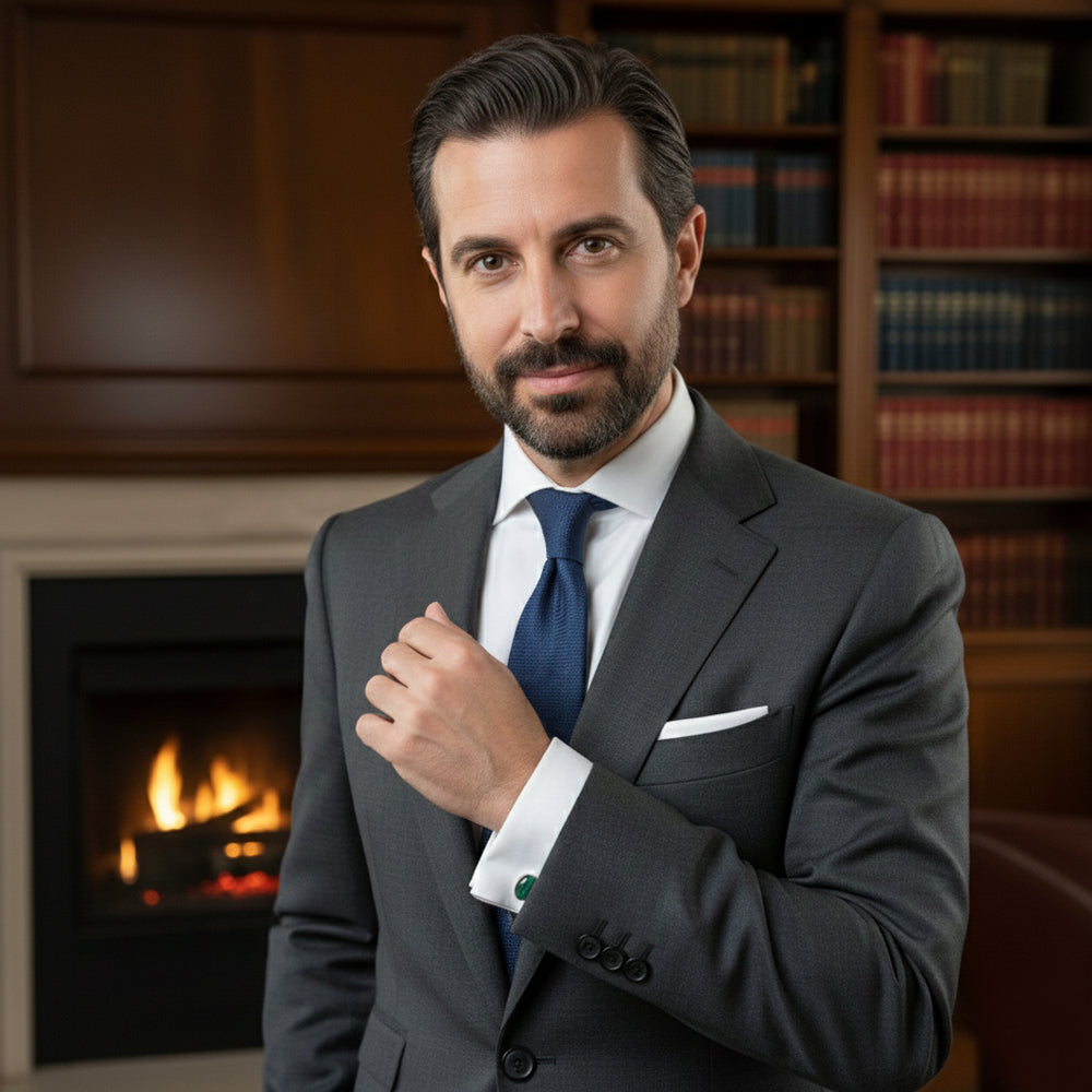 Boutons de manchette malachite en argent massif 925