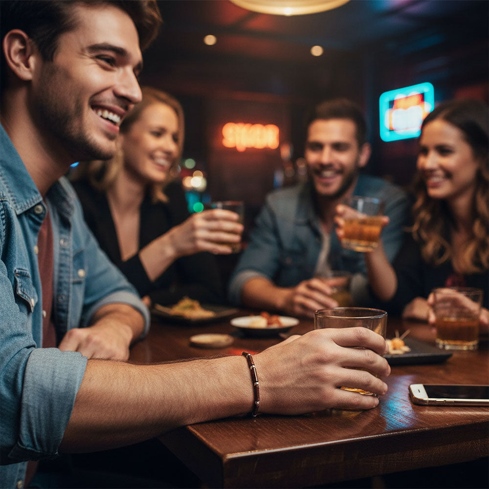 Bracelet obsidienne acajou en argent massif 925