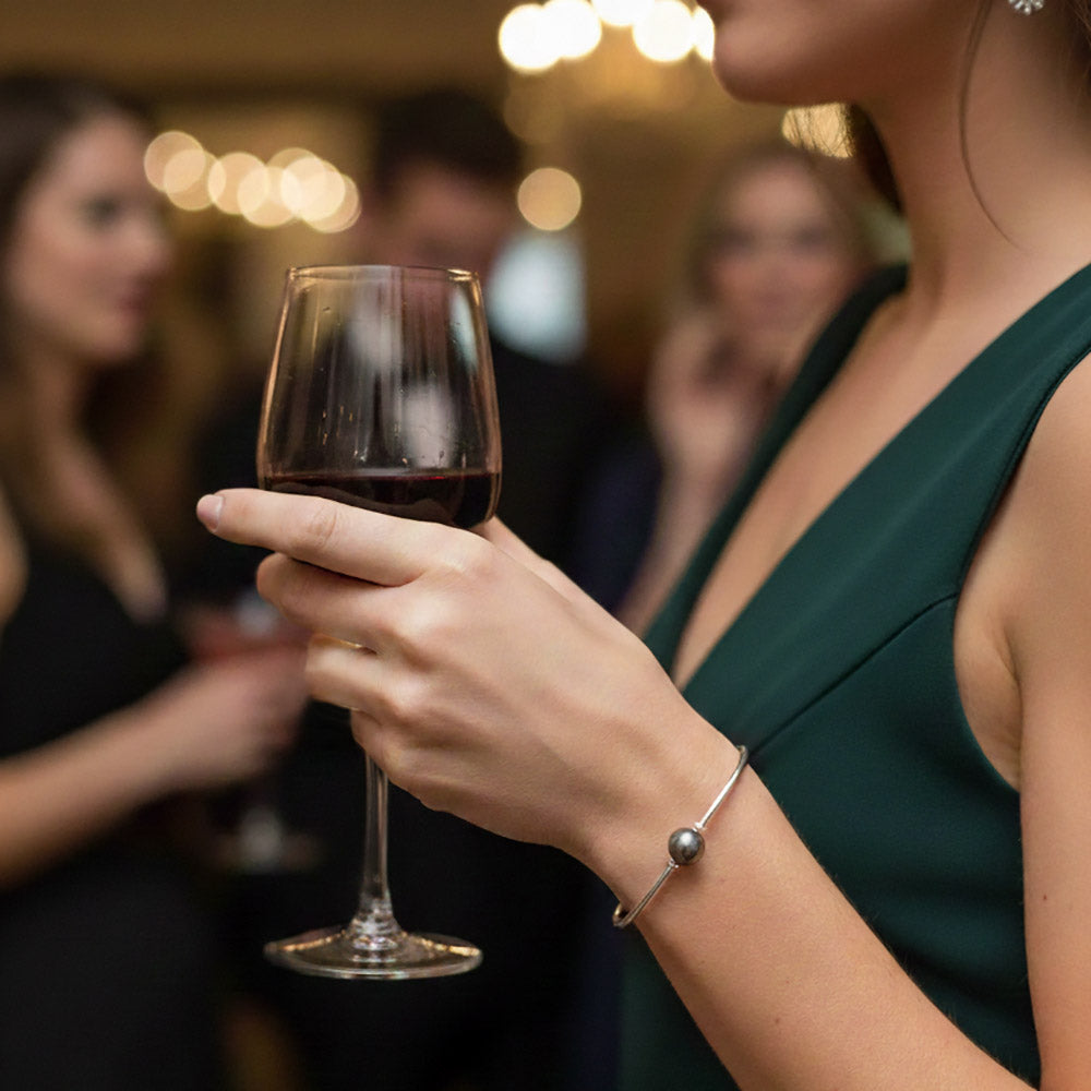 Bracelet perle noire en argent massif 925