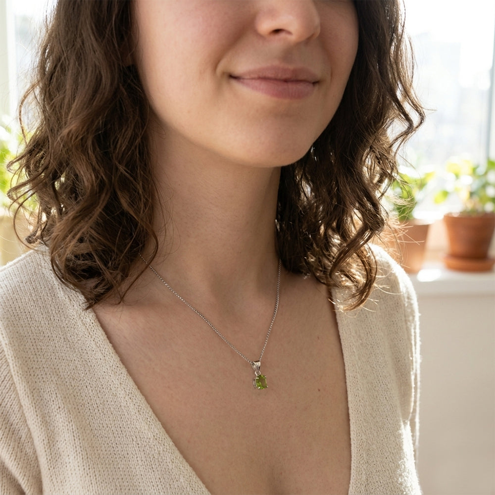 Pendentif péridot en argent massif 925