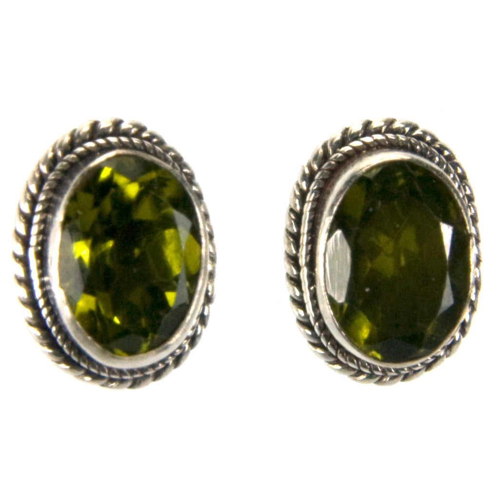 Peridot sterling silver ear studs