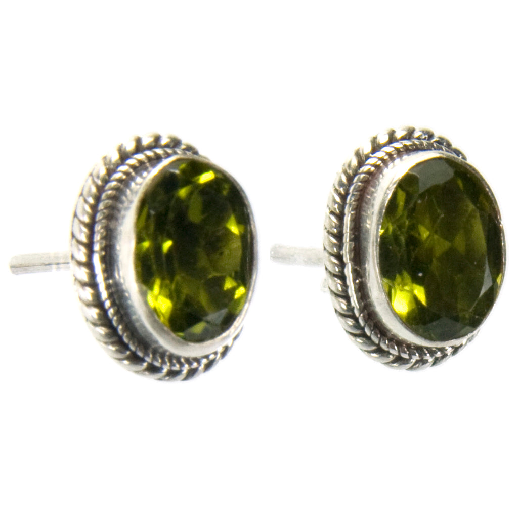 Peridot sterling silver ear studs