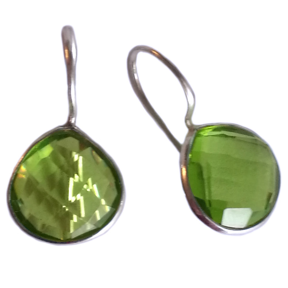 Boucles d’oreilles pendantes péridot en argent massif 925