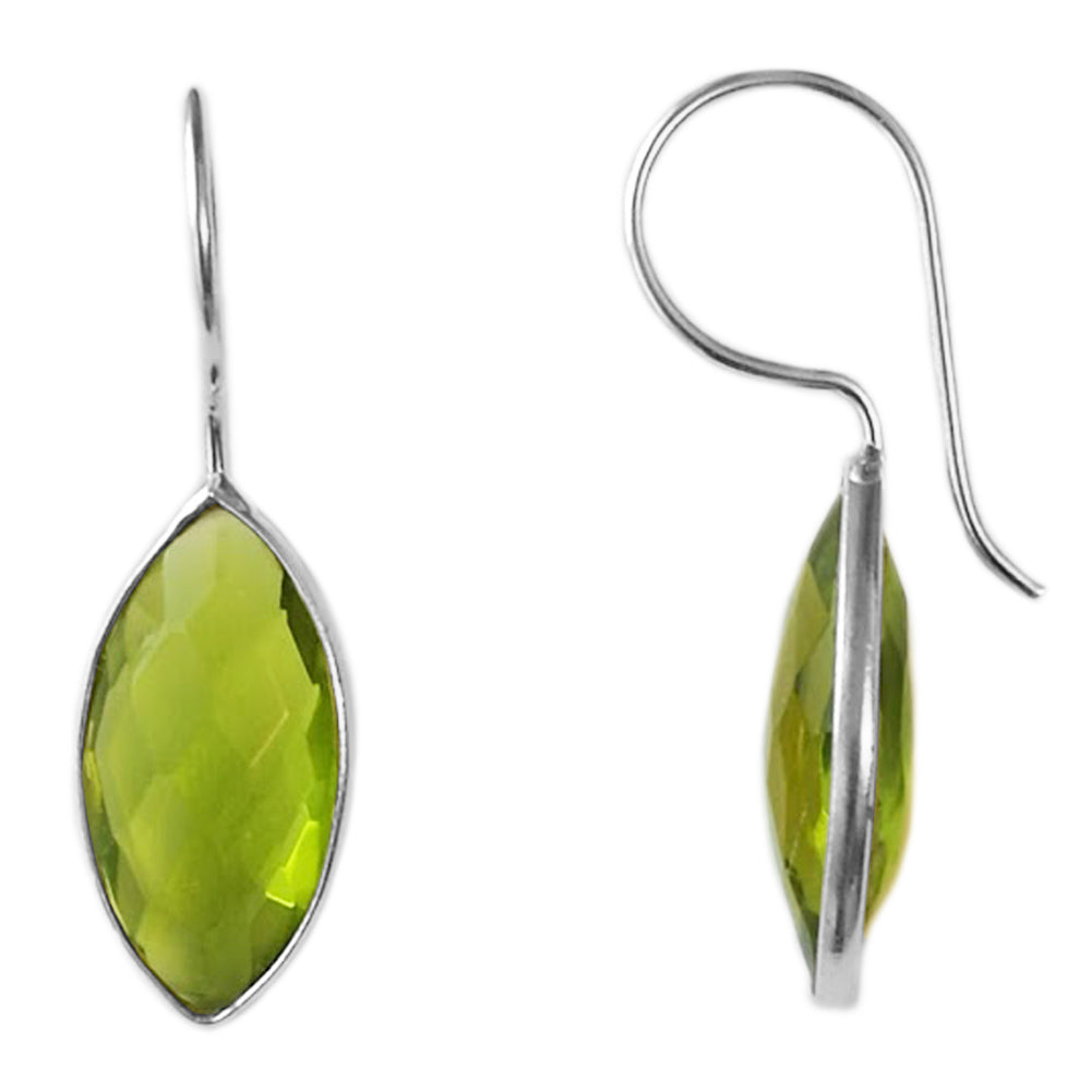 Boucles d’oreilles pendantes péridot en argent massif 925