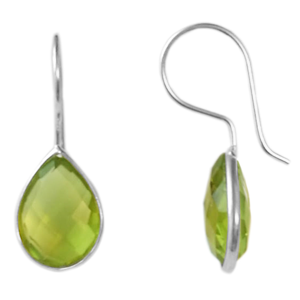 Boucles d’oreilles pendantes péridot en argent massif 925