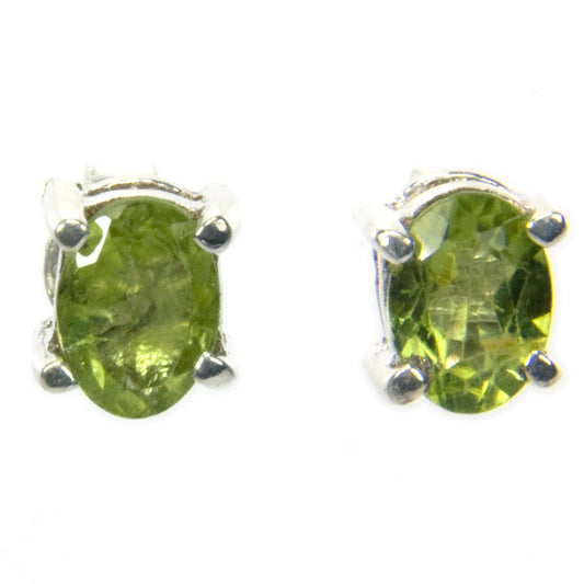 Peridot sterling silver ear studs