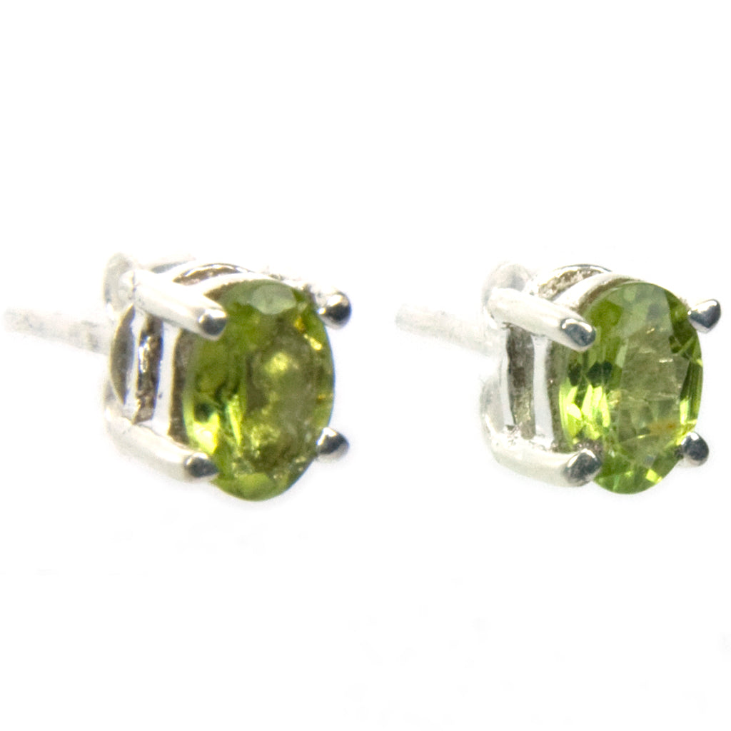 Peridot sterling silver ear studs