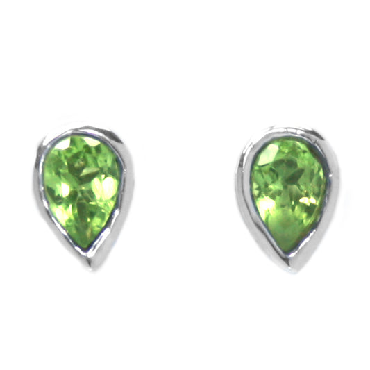 Peridot sterling silver ear studs