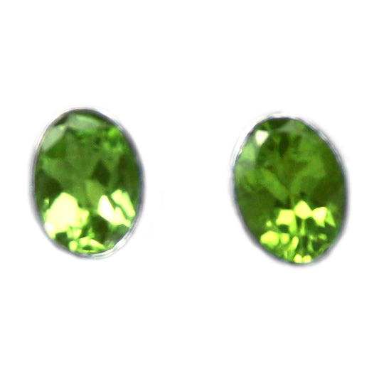 Peridot sterling silver ear studs