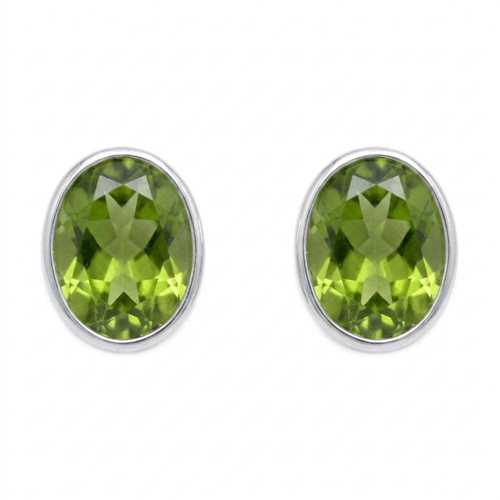 Clous d’oreilles péridot en argent massif 925
