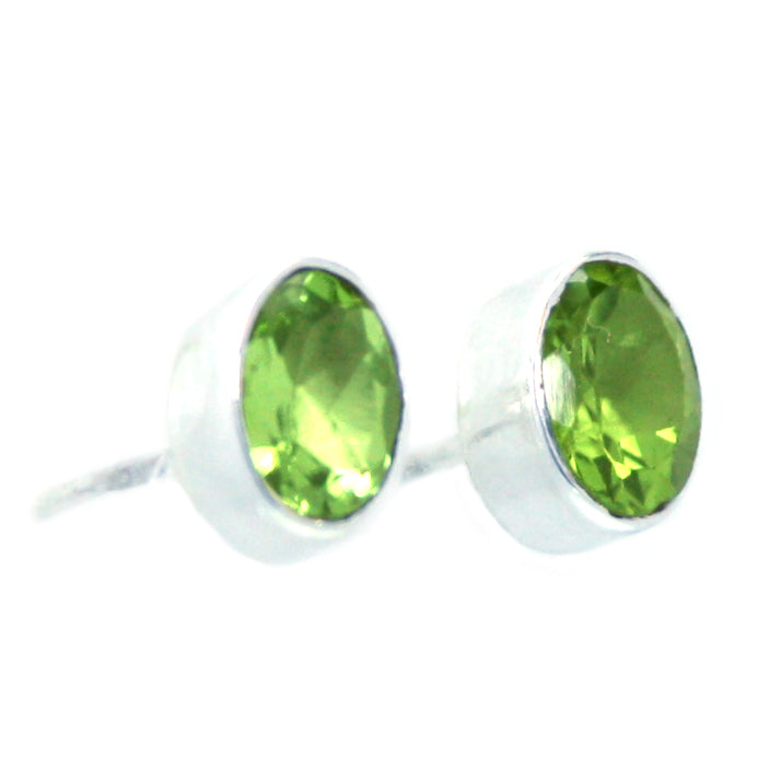 Peridot sterling silver ear studs