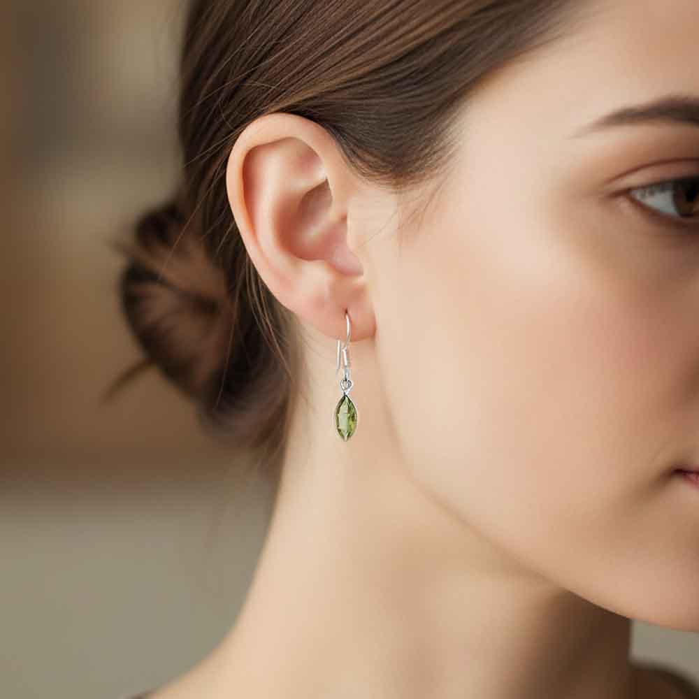 Boucles d’oreilles péridot en argent massif 925