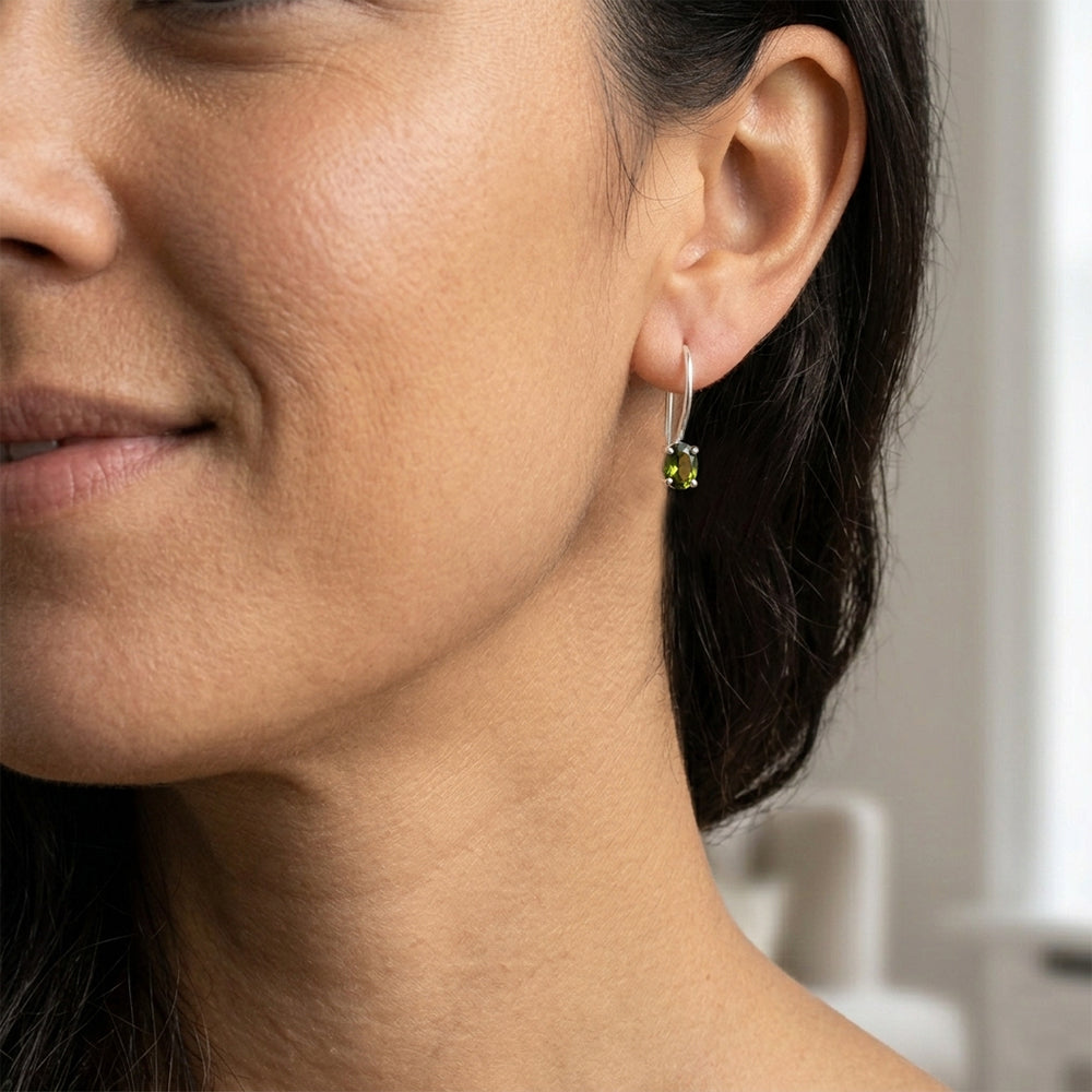 Boucles d’oreilles péridot en argent massif 925