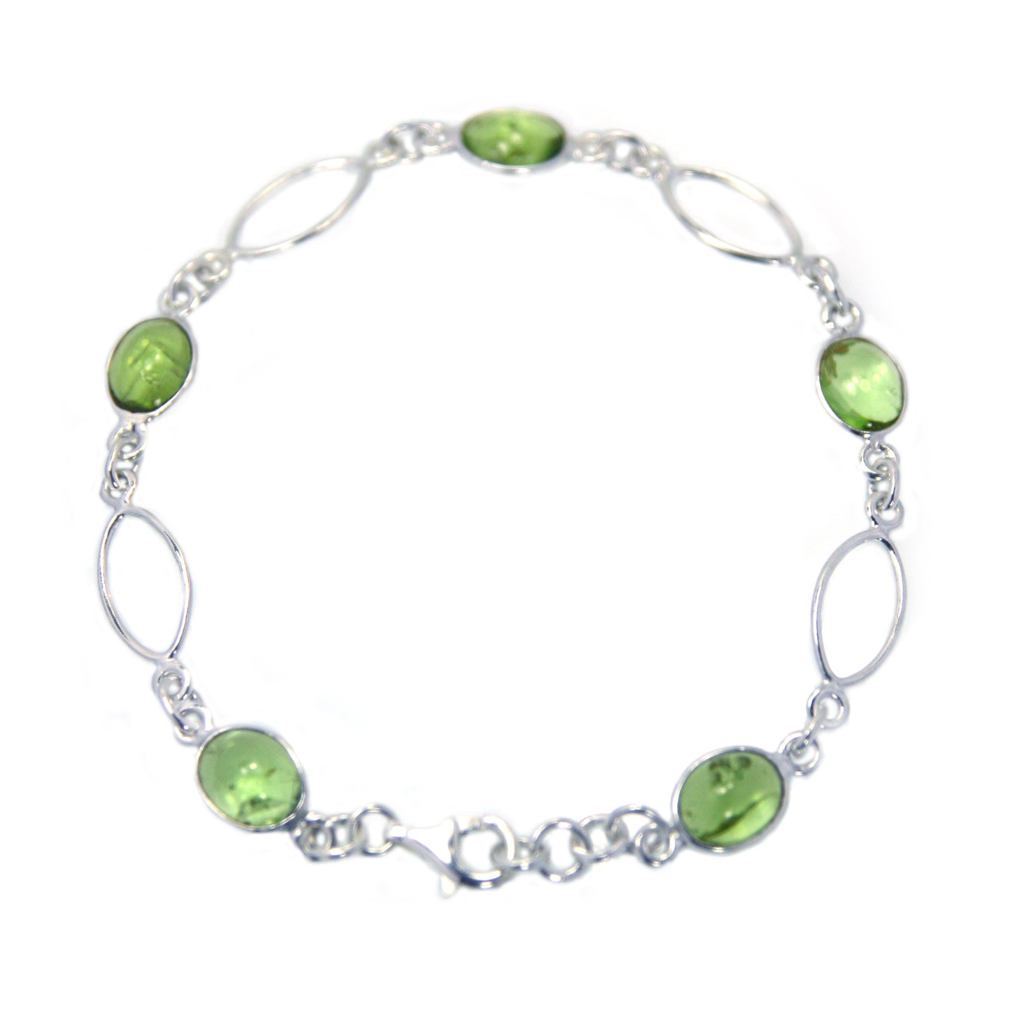 Bracelet péridot en argent massif 925