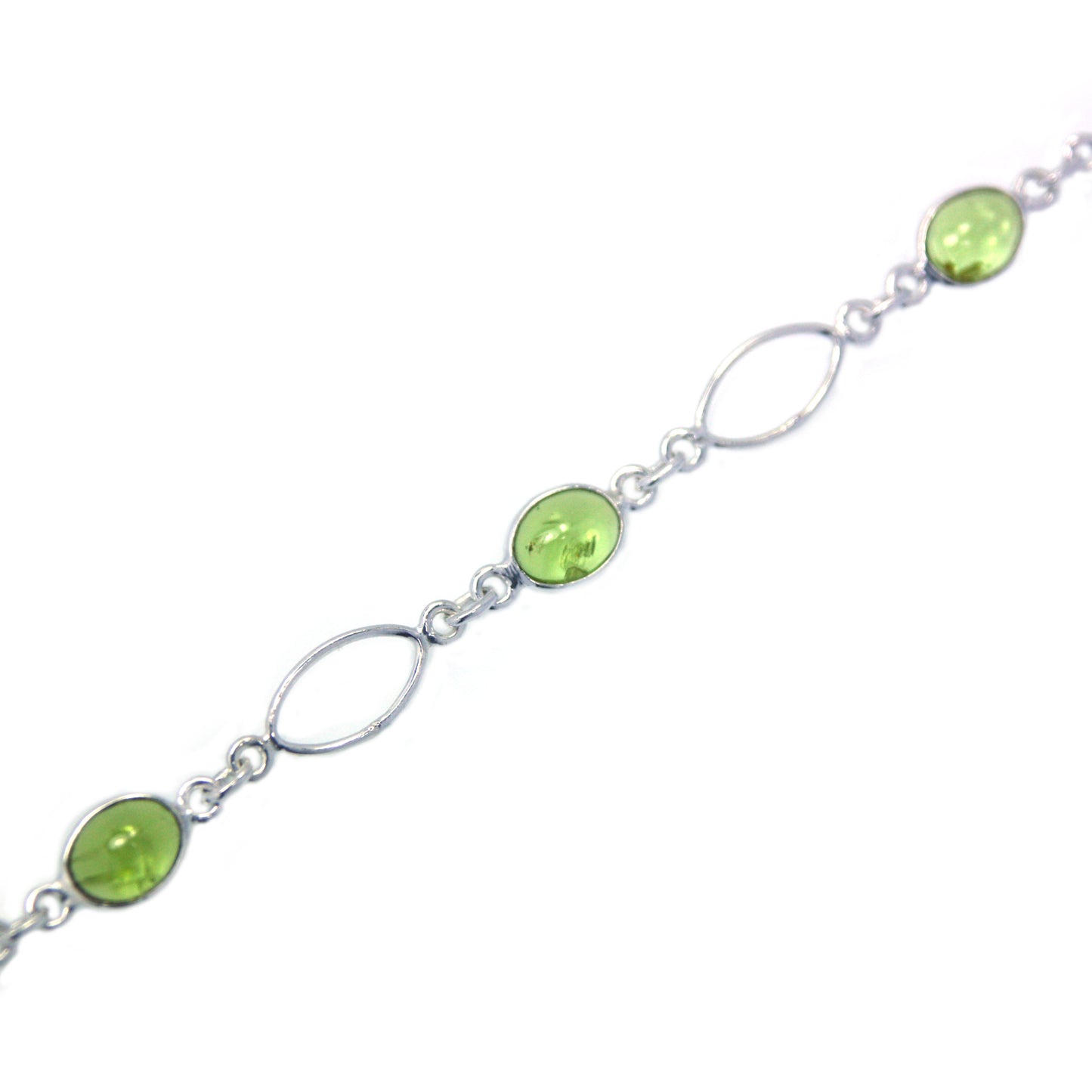 Bracelet péridot en argent massif 925