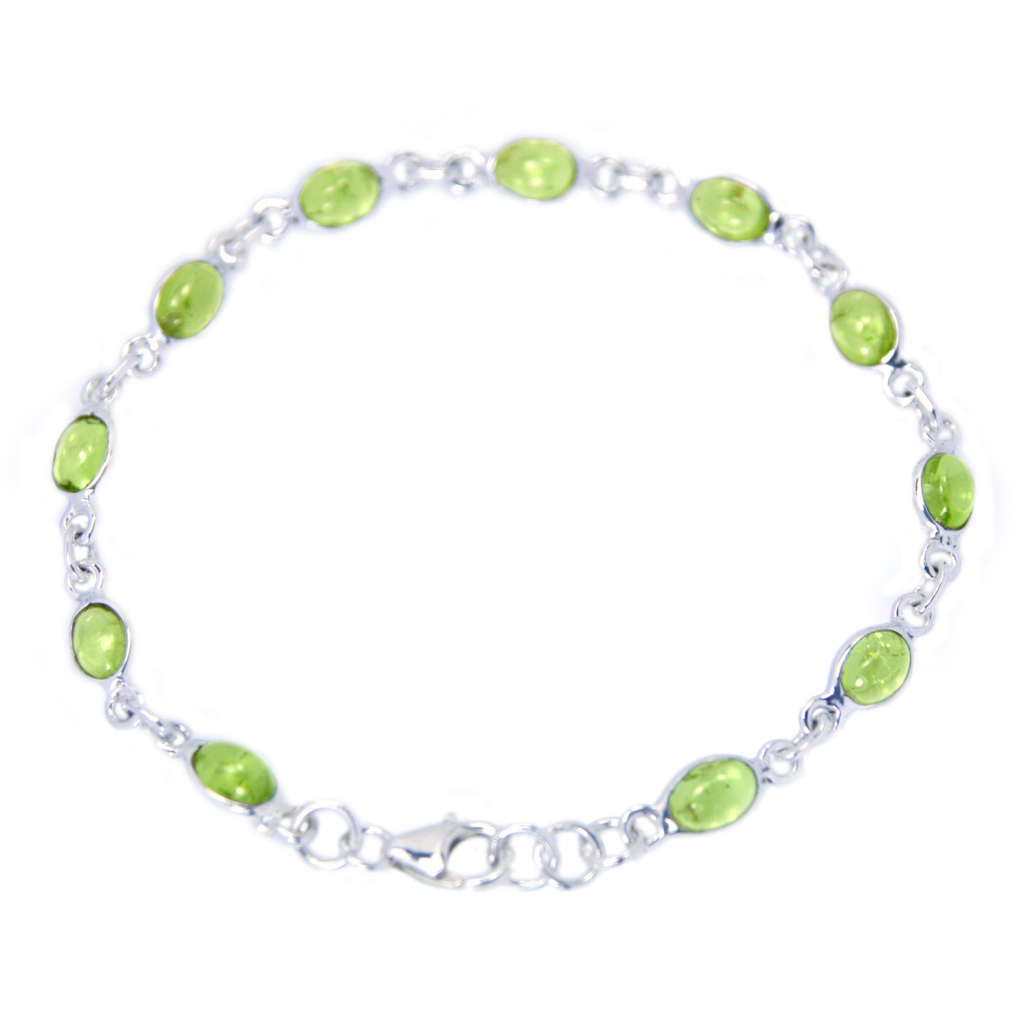 Bracelet péridot en argent massif 925