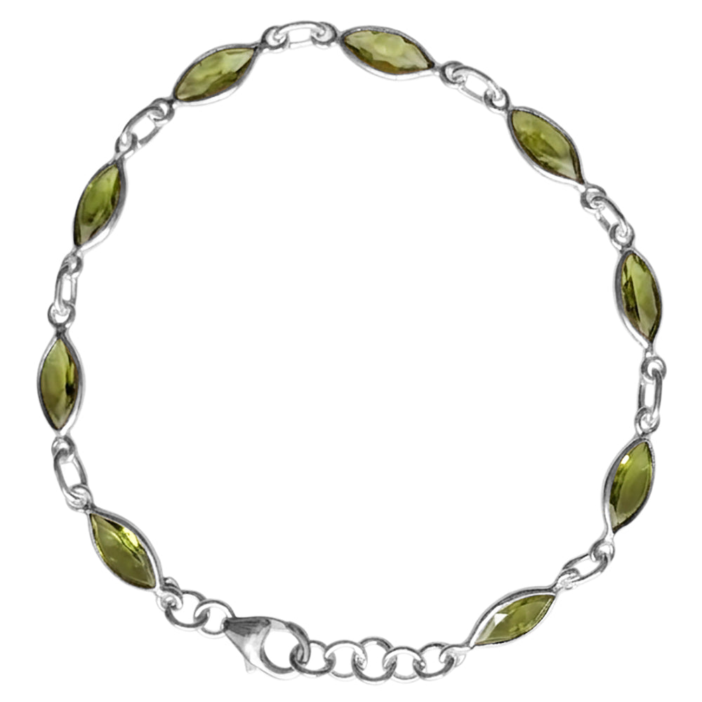Bracelet péridot en argent massif 925
