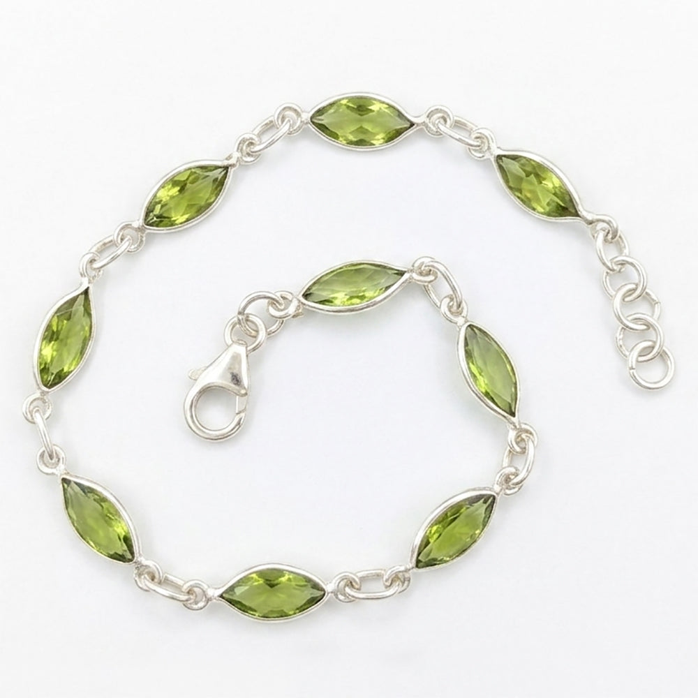 Bracelet péridot en argent massif 925