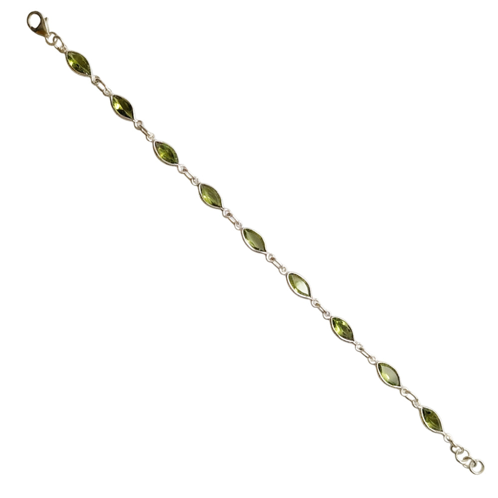 Bracelet péridot en argent massif 925