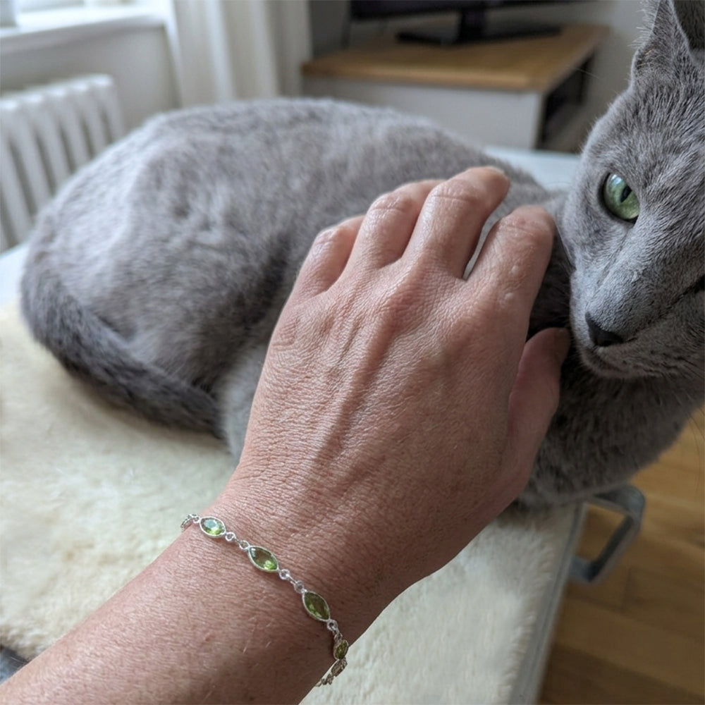 Bracelet péridot en argent massif 925
