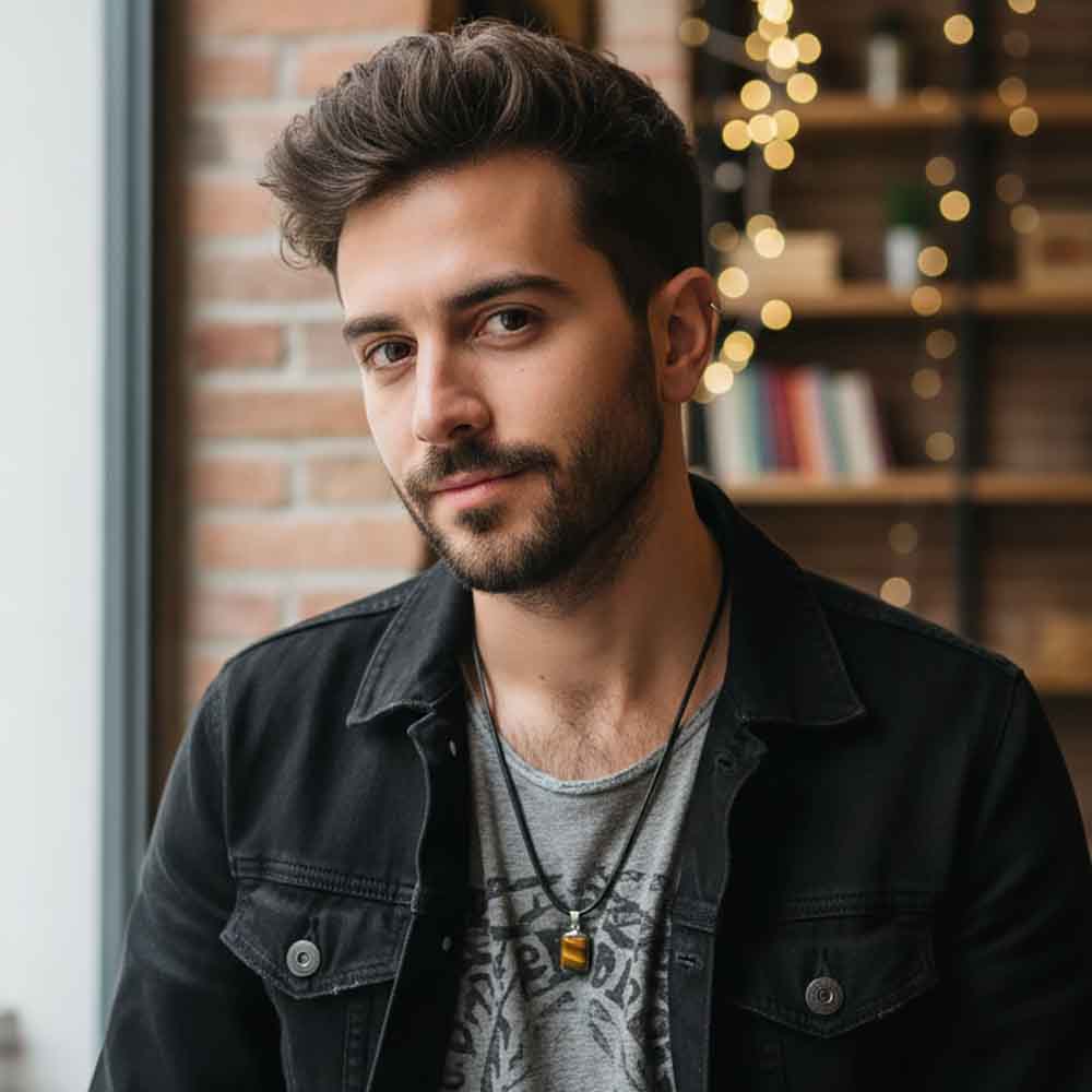 Pendentif oeil de tigre en argent massif 925