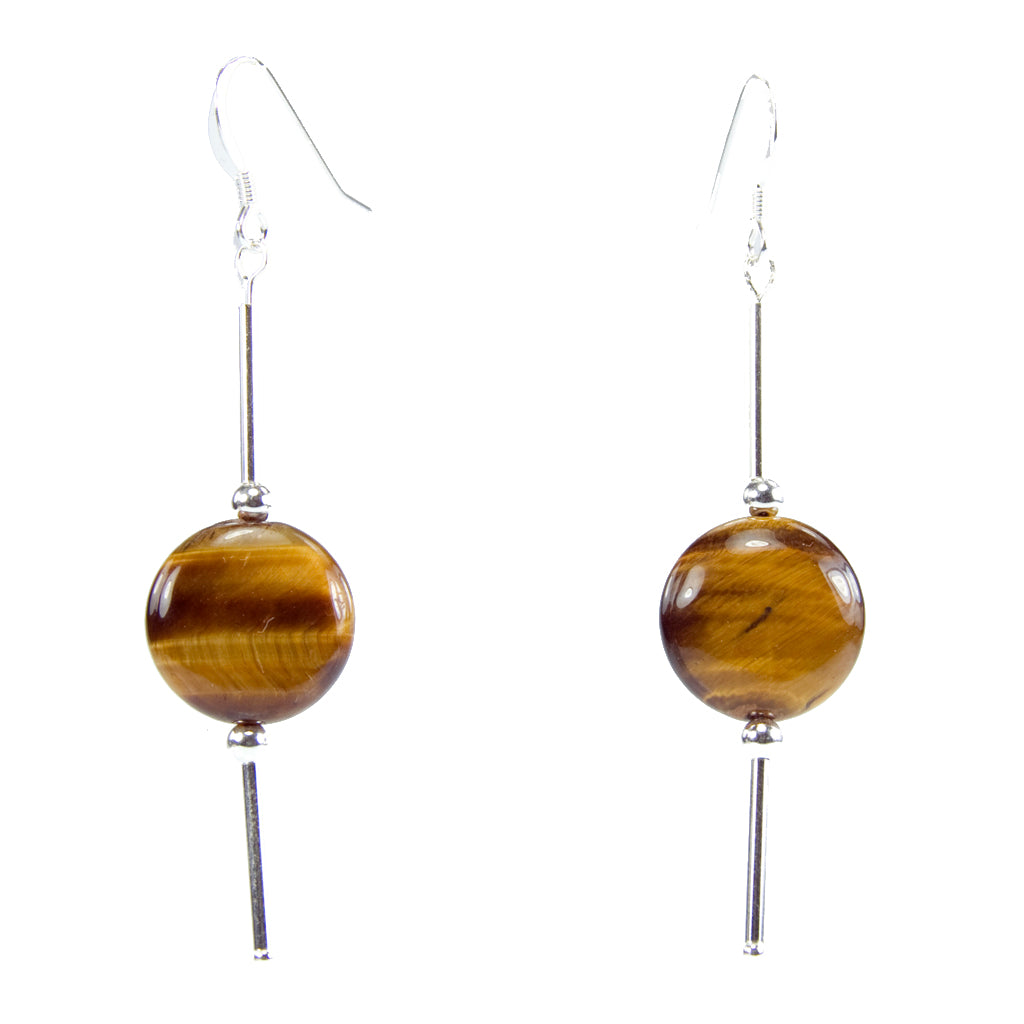 Tiger's eye sterling silver drop earrings