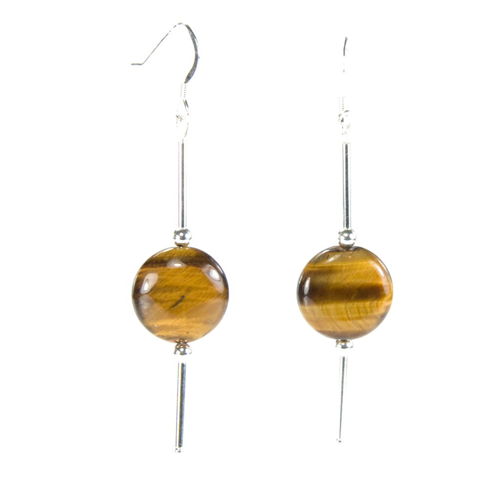 Tiger's eye sterling silver drop earrings
