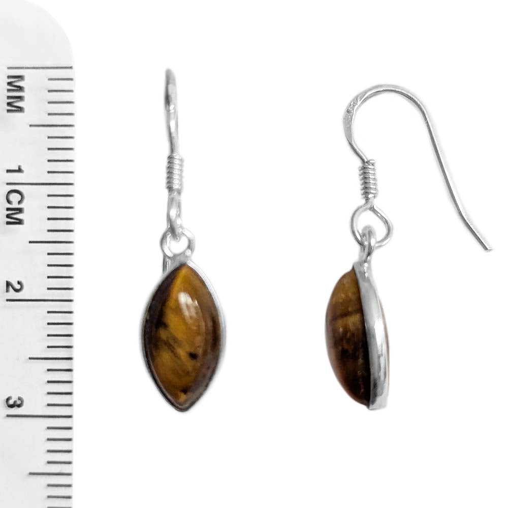 Boucles d’oreilles œil de tigre en argent massif 925