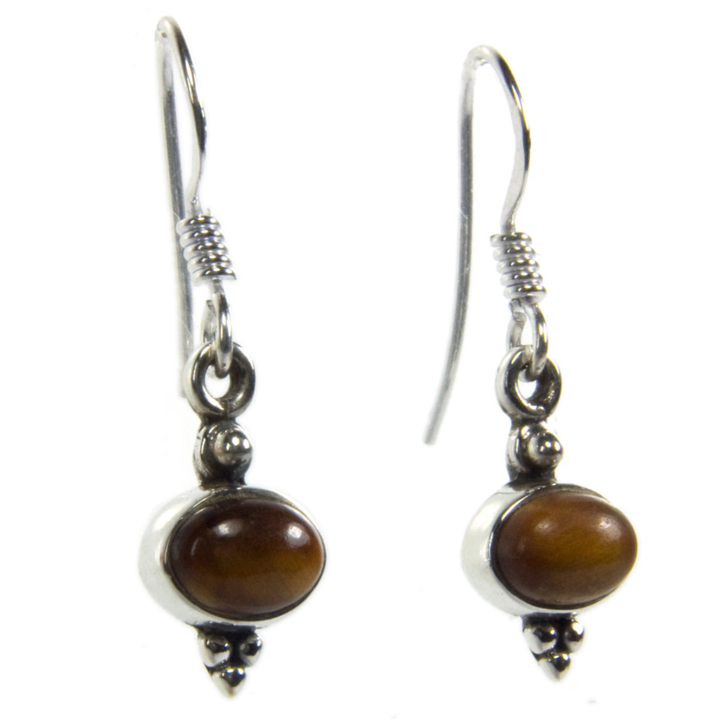 Tiger's eye sterling silver earrings