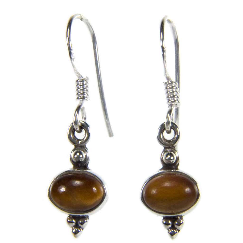 Tiger's eye sterling silver earrings