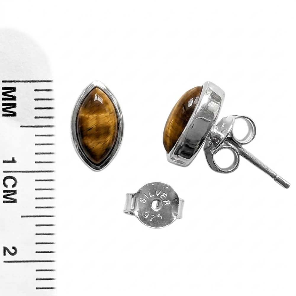 Clous d’oreilles oeil de tigre en argent massif 925