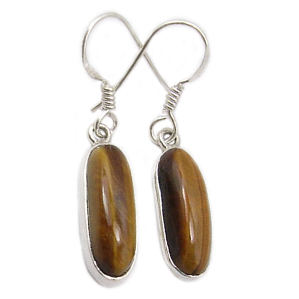 Tiger's eye sterling silver drop earrings